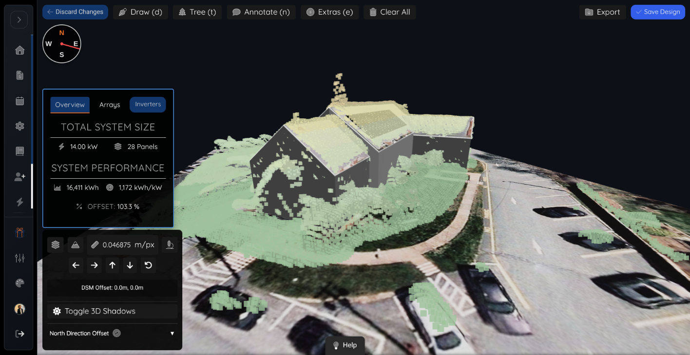 DSM point cloud overlay showing real-world height data validation